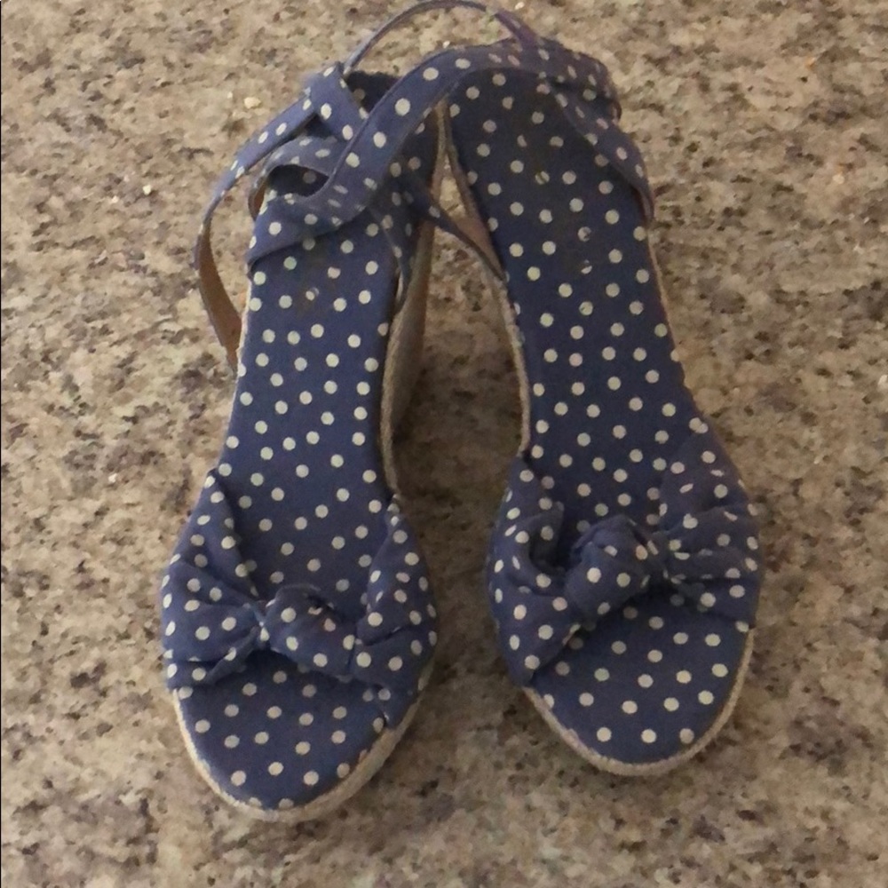 Splendid sz 10 wedge sandals blue w/polka dot NWT